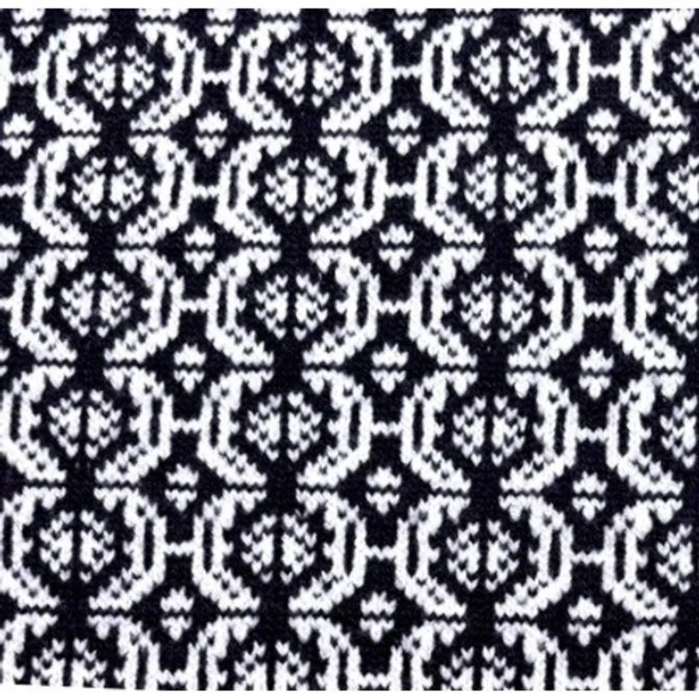Dark Navy & White Fair Isle Nordic Sweater Sz L Mock Neck Hi-Low Wool Blend NEW